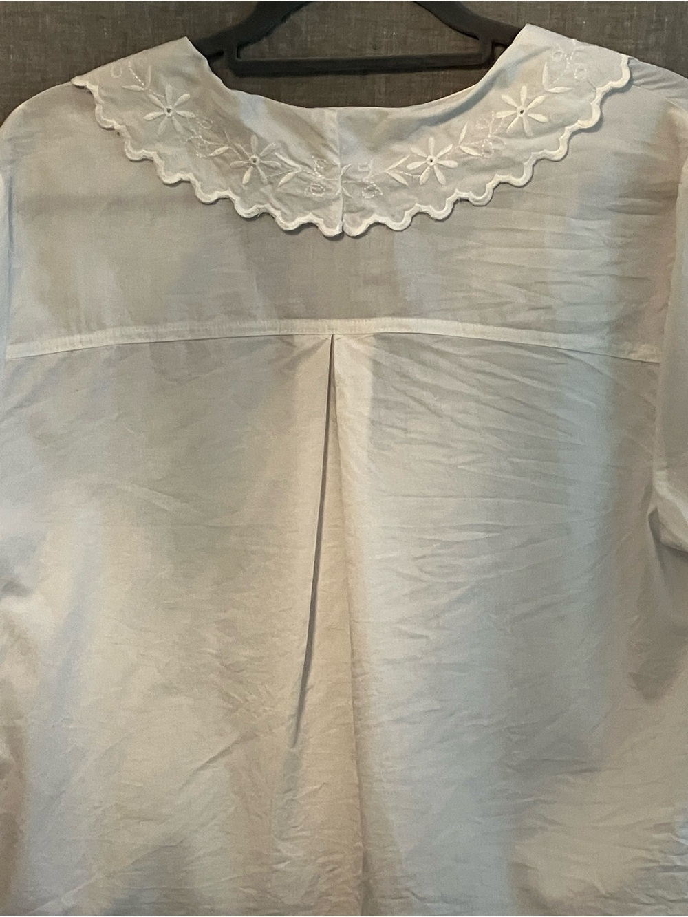 Free People White Cotton Cropped Button-down with Scalloped Details - Picture 3 of 4